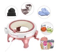 Machine à Tricoter Circulaire à 48 Aiguilles Avec Compteur - Pour Adultes et Enfants - Écharpes, Chapeaux, Chaussettes,Gants (Rose)