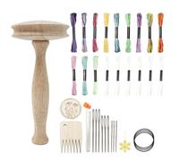 - Machine à tricoter pour métier à tisser - Kit de champignon de fil - Kit d'accessoires en bois - Réparation de chaussettes à broder - Broderies - Broyeur de champignon lisse - Kit d'outils de
