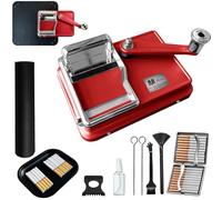 Machine à tuber les cigarettes manuelle 8 mm - Tubeuse cigarette en métal robuste avec accessoires, machine à tuber le tabac, tubeuse manuelle avec étui, plateau à tabac et kit complet (Rouge)