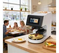 Machine à œufs au plat, cuiseur automatique à omelette avec écran tactile LCD, cuisson rapide en 50 secondes, poêle antiadhésive amovible pour un nettoyage facile