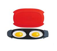 Machine à œufs micro-ondes à chaleur rapide pour petit déjeuner et sandwichs, cuisson rapide et passe au lave-vaisselle, design portable pour la maison ou les voyages, rouge.