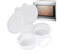 Machine à œufs pochés au micro-ondes - Bol en plastique compact, deux récipients à fente | Solution pour petit-déjeuner, bol de préparation à la vapeur pour œufs pochés faits maison, routine