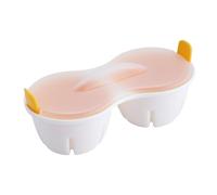 Machine à œufs pochés réutilisable - Cuiseur à œufs double tasse, cuiseur à petit déjeuner à 2 cavités, pocheuse à œufs au micro-ondes pour pocher 2 œufs, machine à œufs rapide avec couvercle pour