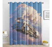 Machine à Vapeur Rideau à Oeillets - Steampunk Locomotive Médiéval Occultant Rideaux - pour Salon Chambre - Thermique Rideau 2 Panneaux - 175Lx240H cm Zm807