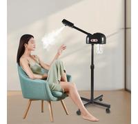 Machine à vapeur verticale pour le visage avec buse rotative à 360°, hauteur réglable, protection contre la surchauffe, pour la maison, le salon, le salon de beauté, noir