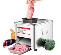 Machine à viande commerciale - Coupe-viande électrique automatique de 850 W pour tranches, bandes et cubes, capacité de 200 kg/h, comprend un plateau, une lame de 3,5 mm pour Jerky et plus encore