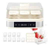 Machine à yaourt 40W, yaourtière avec 9 pots en verre de 170 ml, contrôle de la température et du temps réglable, pot intérieur en acier inoxydable, pour yaourt grec, natto, vin de riz 12L