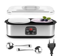 Machine à Yaourt Electrique 2L, Fabricant de Yaourt Confiture, 2 Pots en Verre | Glace et Pouding Contrôle Précis de la Température (20-55°C), Fermenteur 304 pour Petit-Déjeuner Sain