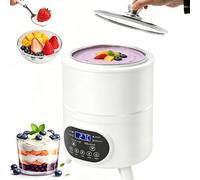 Machine à yaourt et fromage à la crème 400W, avec températures et minuterie,6programmes prédéfinis, for yaourts, fromages et vins de fruits biologiques faits maison(White,8L)