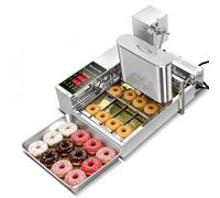 Machine automatique de fabrication de beignets, friteuse commerciale de 1800 pièces/h avec panneau de commande intelligent et trémie de 5,5 L, retournement automatique et épaisseur réglable 4 Rows