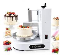 Machine automatique de tartinage de crème pour gâteaux de 4 à 12 pouces | Machine de lissage de gâteau d'anniversaire avec plateau tournant à vitesse réglable, pour boutique(white)