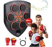 Machine Boxe Musicale Intelligente Bluetooth 10 Modes + Gants Adultes Et Enfants Enregistrement Coups Lumières LED Batterie 2000mAh