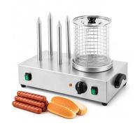Machine commerciale 2 en 1 for réchauffer les hot-dogs et les chignons avec 3/4 tiges, cuiseur vapeur for hot-dogs 700 W/800 W,contrôle de la température,for la maison, la cuisine(3 Sticks)