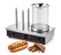 Machine commerciale 2 en 1 for réchauffer les hot-dogs et les chignons avec 3/4 tiges, cuiseur vapeur for hot-dogs 700 W/800 W,contrôle de la température,for la maison, la cuisine(4 Sticks)