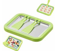 Machine CrèMe GlacéE Avec 2 Spatules,Maker Ice Cream Pour Diy Famille,Plaque De CongéLation InstantanéE,Plateau Portable Pour SorbetièRe RouléE InstantanéE,Pour Gelato,Sorbet Et (Vert)