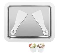 Machine Crème Glacée avec 2 Spatules, Plaque Glace Roulée Instantanée, Maker Ice Cream pour DIY Famille, Plateau Roll Gelato pour Fabrication Glaces, Yaourt, Smoothie Fruits, Milkshake, Sorbet(Blanc)