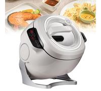 Machine Cuisson Automatique 6L, Machine À Riz Frit Au Wok Cuisson Automatique 2000 W avec 3 Puissances Feu Réglables, Smart Touch, Conception Tambour À Rotation À 360 °, pour Frire, Ragoût Et Remuer