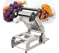 Machine D’Emballage Manuelle, Scelleuse De Barquettes En Acier Inoxydable Pour Plats Cuisinés, Sandwichs, Fruits- Température Réglable, Soudure 140x140mm/180×120mm, 7-8 Cycles/Min 140*140mm