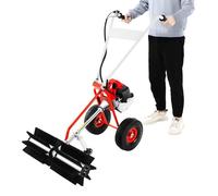 Machine de Balayeuse 1250W 1.7CV - Balayeuse à Essence 43CC - Machine à Balayer Poussée à Main - Balayeur de Jardin de Pelouse