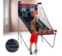 Machine de basket-ball 8 en 1, support de basket-ball pliable Arcade, compteur électronique, 8 modes de jeu, 2 joueurs, 4 ballons de basket-ball, pour intérieur/extérieur, écoles