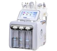 Machine de beauté 6 en 1 à hydrogène et oxygène - Système avancé de soin du visage avec 6 embouts - Appareil d'aquagofacial - Pour salon de beauté personnel à la maison - Blanc