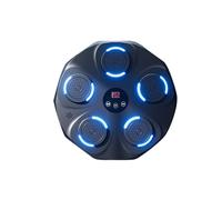 Machine de boxe Bluetooth intelligente, avec lumières LED, support mural, rythme, entraîneur de boxe, équipement d'entraînement intelligent pour adultes et enfants (noir + lumière bleue)