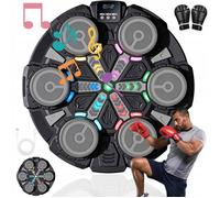 Machine de boxe-cible de boxe Bluetooth-3 modes-6 cibles-LED-Scratch sans perçage-mousse résilience-gants-dès 6 ans-500mAh-Noir