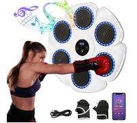 Machine de boxe, entraîneur de frappe mural, jeu de boxe musicale pour adultes et enfants, équipement de boxe avec gants-Blanc