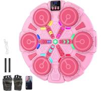 Machine de boxe intelligente Bluetooth à montage mural avec musique, mode rythme de vitesse réglable, lumières LED, gants de boxe, machine de frappe pour enfants et adultes (rose)