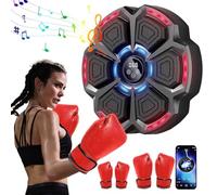 Machine de Boxe Musicale,9 Modes de Vitesse avec Gants de Boxe,Machine de Boxe Electronique Portable Murale avec Bluetooth Music Boxing Machine pour Enfant et Adulte (Noir+gants/enfant adultes)