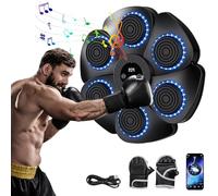 Machine de Boxe Musicale,9 modes de vitesse Music Boxing Machine,Gants Inclus,Smart Bluetooth Music Boxeur,pour L'EntraîNement de Boxe des Enfants et des Adultes à la Maison (Noir Machine+Gants)