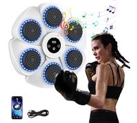 Machine de Boxe Musicale,9 Modes de Vitesse Music Boxing Machine,Gants Inclus,Smart Bluetooth Music Boxeur,pour L'EntraîNement de Boxe des Enfants et des Adultes à la Maison (Blanc Machine)