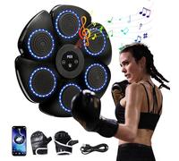 Machine de Boxe Musicale,9 modes Vitesse Music Boxing Machine avec Gants de Boxe,Smart Bluetooth Music Boxeur électronique,LED Boxe Mural Musique pour Adultes et Enfants pour Gym et la Maison (Noir)