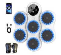 Machine de Boxe Musicale,9 Vitesse Cible Boxe Mural Musique avec Gants de Machine ,Comptage Intelligent et Bluetooth Musicboxing pour Entraînement à la Maison,pour Adultes et Enfants Exercice (Blanc)