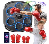 Machine de Boxe Musicale, Appareil de Boxe Électronique Portable Mural avec 2 Gants, Affichage Numérique Intelligent Réglable à 9 Vitesses et Comptage Automatique, Connexion Bluetooth