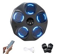 Machine de boxe musicale. Appareil d'entraînement mural avec lumières LED, gants de boxe, Bluetooth et synchronisation musicale. Machine de boxe pour enfants et adultes. (9 modes, 43 x 43 cm)