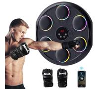 Machine de Boxe Musicale - Boîte Murale Musique, 12 Modes de Vitesse et LumièRe & Bluetooth, Gants MMA Inclus, Salle de Sport à Domicile pour Adulte et Enfant - Fitness, Loisir Familial (machine)