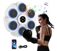 Machine De Boxe Musicale, Boxe éLectronique Bluetooth Portable Mural, 9 Modes de Vitesse, Boxe Mural Musique, Music Boxing Machine, pour Enfant Et Adulte La Maison Et La Gym (Blanc sans Gants)