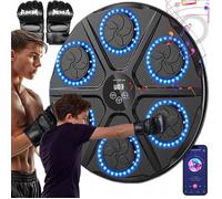 Machine de boxe musicale-cible de boxe Bluetooth-12 modes-12 vitesses-LED-écran compteur-fixation sans perçage-gants inclus-Noir
