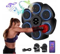 Machine de boxe musicale-Cible de boxe Bluetooth-9 modes-18 vitesses-sans perçage-gants inclus-LED-pour enfants/adultes-Noir