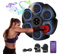 Machine de boxe musicale intelligente Bluetooth à six cibles - 9 modes et 9 vitesses d'entraînement, compteur de coups à changement de couleur automatique, pour la maison, adultes et enfants noir