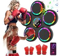 Machine de Boxe Musicale, LED Boxe Mural Musique avec 2 Paires de Gants, 9 Modes D'entraînement, 9 Vitesses, Comptage Automatique, Connexion Bluetooth, Music Boxing Machine pour Adultes et Enfants