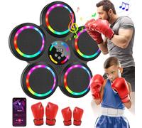 Machine de Boxe Musicale, LED Boxe Mural Musique avec 2 Paires de Gants, Mode Bluetooth, 9 Modes de Vitesse, 9 Modes d'entraînement, Mode de Comptage, Music Boxing Machine pour Adultes et Enfants