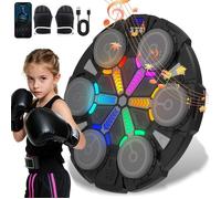 Machine De Boxe Musicale - LED Scoreur Numérique Bluetooth 6 Cibles Rondes CD8820 - Vitesse Réglable Effets Lumineux Gants