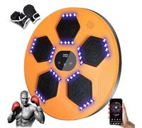 Machine De Boxe Musicale, Machine De Boxe Murale avec LumièRe LED, Connexion Bluetooth, Vitesses/Modes RéGlables, pour L'EntraîNement des Adultes Et des Enfants,Orange