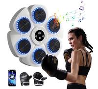 Machine de Boxe Musicale, Machine de Boxe Musicale Bluetooth, 9 Modes de Vitesse Music Boxing Machine avec Gants de Boxe, Machine de Boxe Murale, Jeu de Boxe Familial et pour Enfants (Blanc)