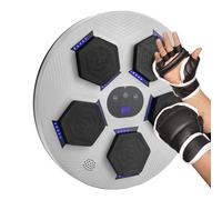 Machine de boxe musicale murale avec gants de boxe, machine de boxe musicale pour la maison, avec gants de boxe, équipement de boxe pour exercices familiaux (blanc)