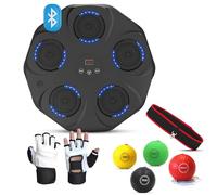 Machine de boxe musicale murale, haut-parleur Bluetooth intégré, gants de boxe et pack de balles pour entraînement aux réflexes, idéal pour adultes et enfants, installation facile avec velcro