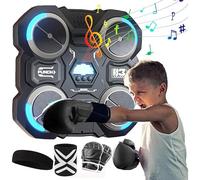 Machine de boxe musicale murale, poinçonneuse musicale,Entraîneur de musique de boxe mural - Solution d'entraînement de boxe avec gants, bandeau et protège-poignet de sport pour adultes et