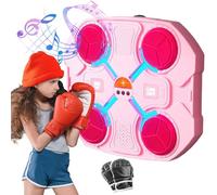 Machine de Boxe Musicale pour Enfants, Boxeur Musical Intelligent Bluetooth avec Gants,3 Vitesses, Éclairage Coloré, Bluetooth Music Boxing Machine pour Enfants Entraînement à la Maison (Rose)